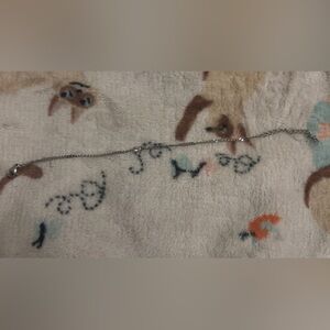 Silver Chain Necklace W/ Faux Diamond Heart